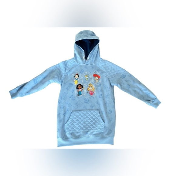 Girl’s Disney 100 Blue Disney Characters Hooded Sweatshirt Size 10/12 Large - Picture 1 of 7